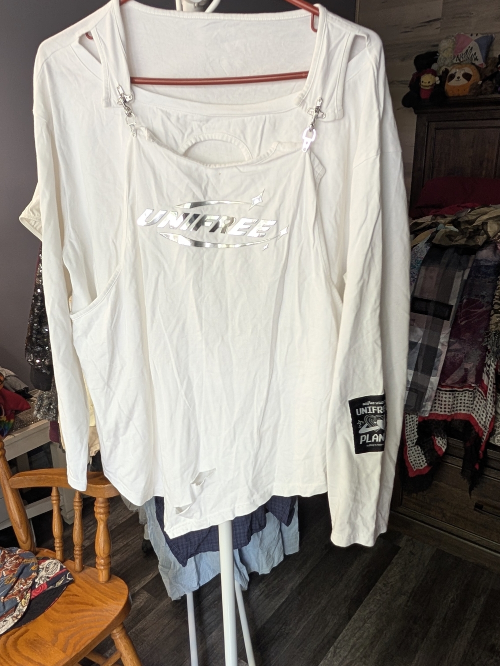 UNIF Women's White Long-Sleeve Top with Reflective Logo